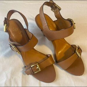 Women's ISOLA Ismena Strappy Heeled Sandals Tan Brown With Buckles Size 6.5